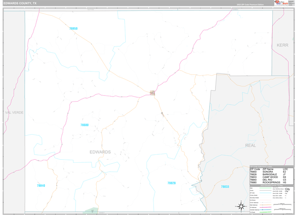 Edwards County, TX Wall Map