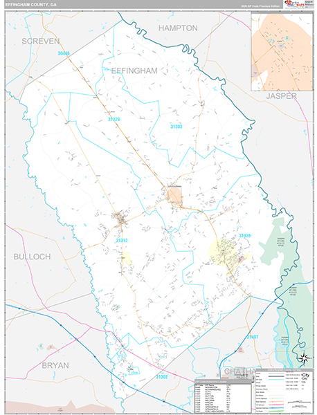 Effingham County, GA Zip Code Map