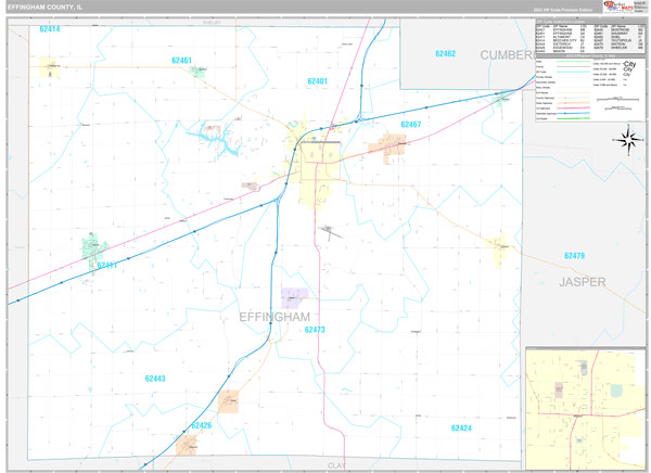 Effingham County Wall Map Premium Style