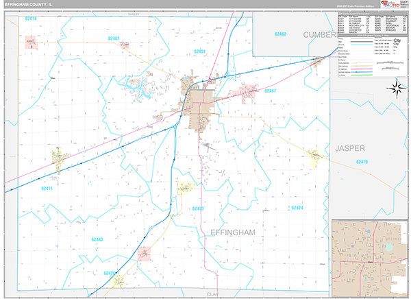 Effingham County, IL Zip Code Map