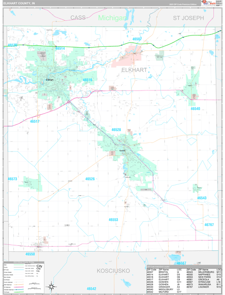 Elkhart County, IN Wall Map