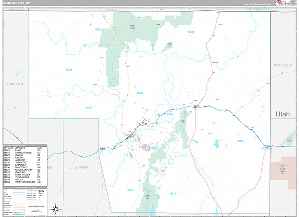 Elko County, NV Wall Map