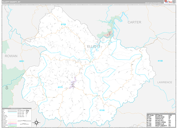Elliott County, KY Zip Code Map