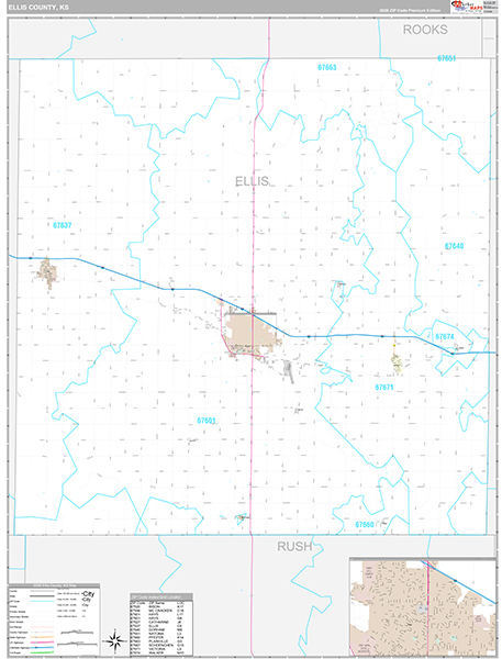 Ellis County, KS Wall Map