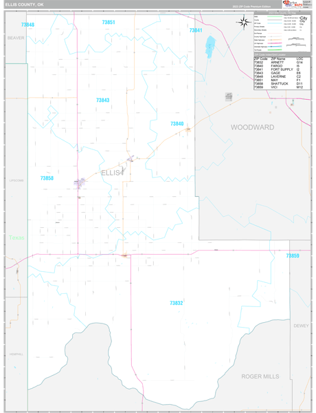Ellis County, OK Wall Map