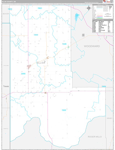 Ellis County, OK Wall Map