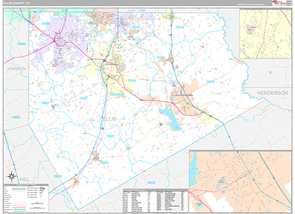 Ellis County, TX Zip Code Map
