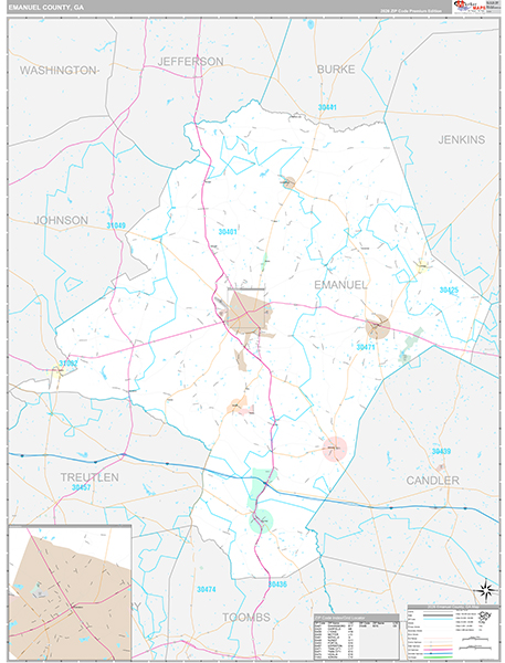 Emanuel County, GA Wall Map
