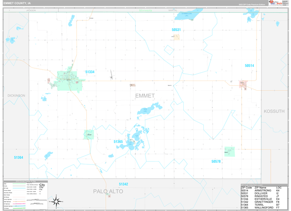 Emmet County, IA Wall Map