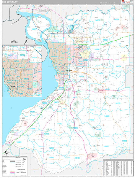 Erie County, NY Zip Code Map