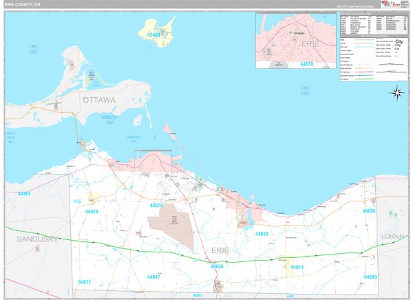 Erie County Wall Map Premium Style