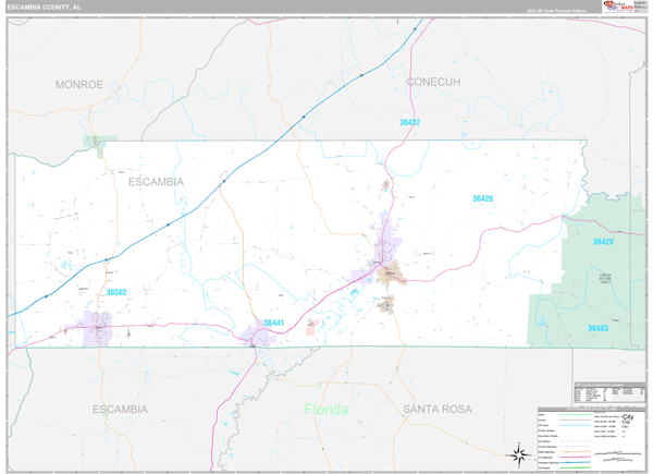 Escambia County, AL Wall Map