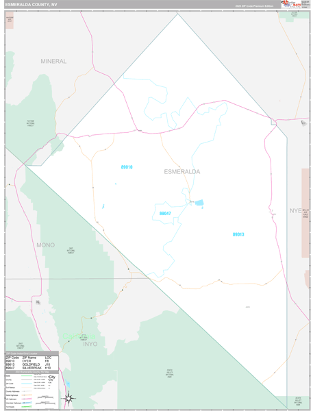 Esmeralda County, NV Wall Map