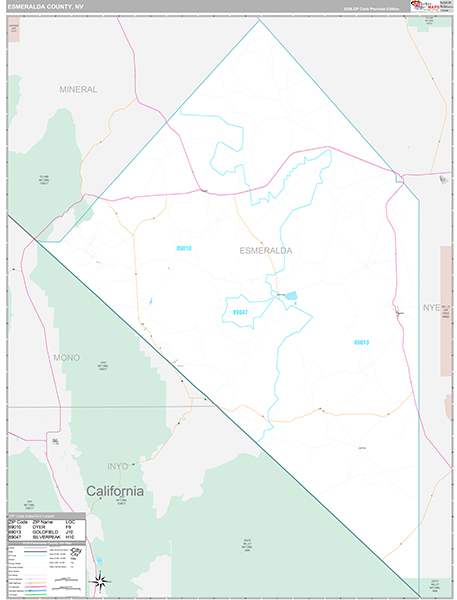 Esmeralda County, NV Wall Map