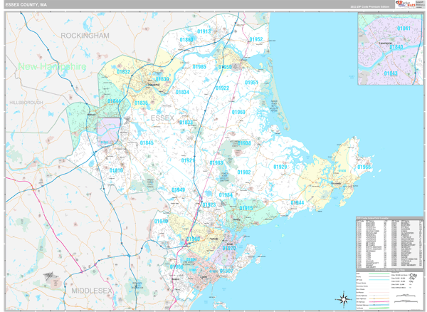 Essex County, MA Wall Map