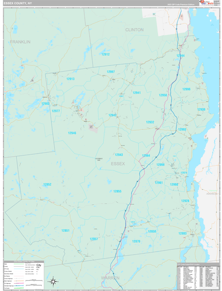 Essex County, NY Wall Map Premium Style