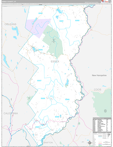 Essex County, VT Wall Map