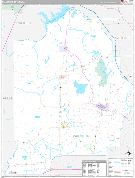 Evangeline County, LA Wall Map