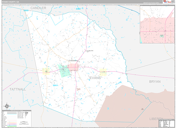 Evans County, GA Wall Map