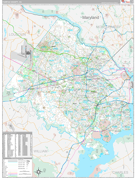 Fairfax County, VA Wall Map