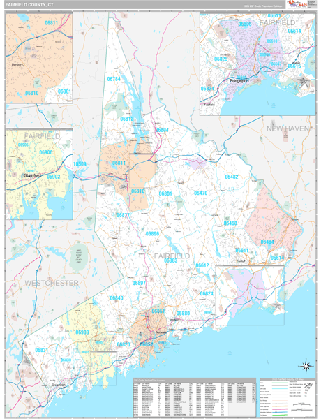 Fairfield County, CT Wall Map