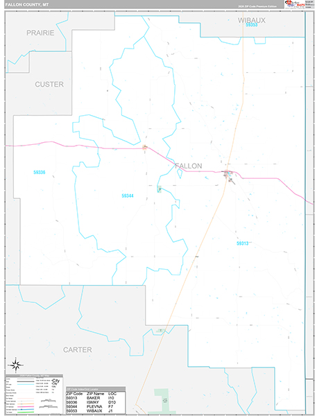 Fallon County, MT Wall Map