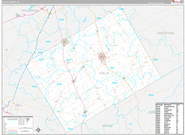 Falls County, TX Zip Code Map
