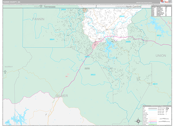 Fannin County, GA Zip Code Map