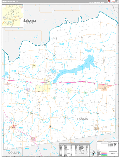 Fannin County, TX Zip Code Map