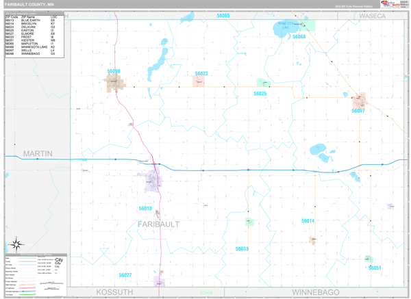 Faribault County, MN Wall Map