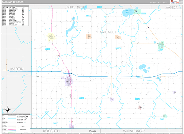 Faribault County, MN Wall Map