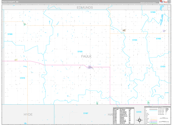 Faulk County, SD Zip Code Map