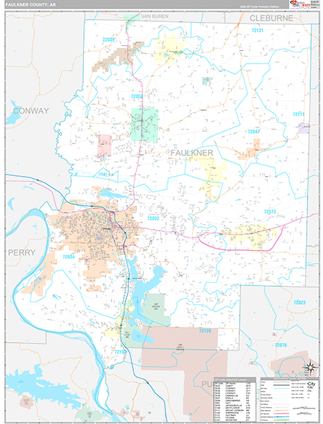 Faulkner County, AR Zip Code Map