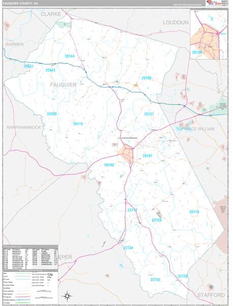 Fauquier County Wall Map Premium Style
