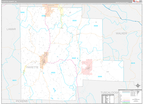 Fayette County, AL Zip Code Map