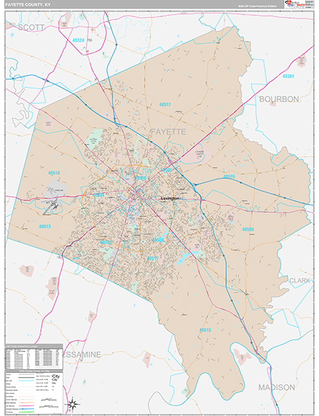 Fayette County, KY Zip Code Map