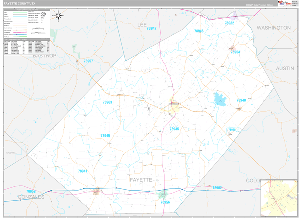 Fayette County Wall Map Premium Style
