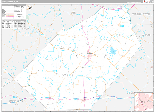 Fayette County, TX Zip Code Map