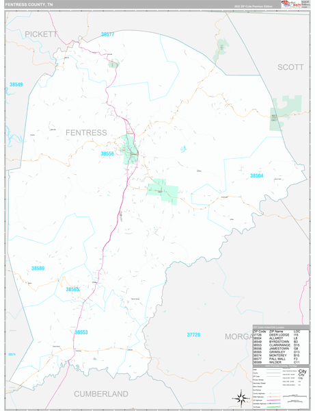 Fentress County, TN Wall Map