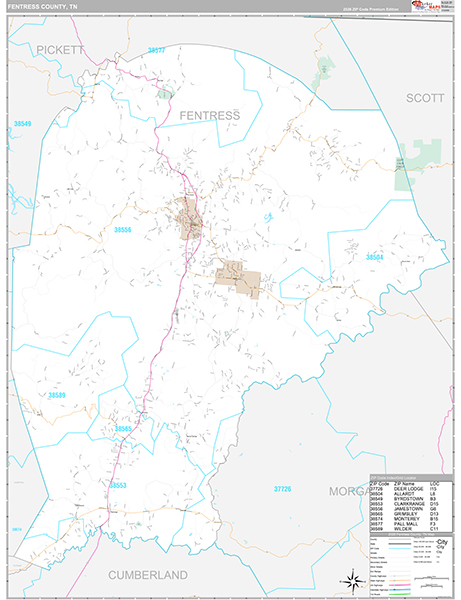 Fentress County, TN Zip Code Map