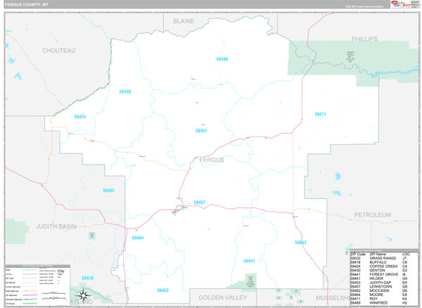 Fergus County Digital Map Premium Style