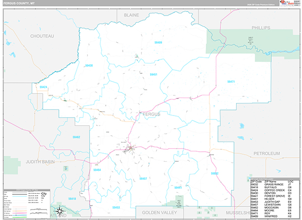 Fergus County, MT Wall Map