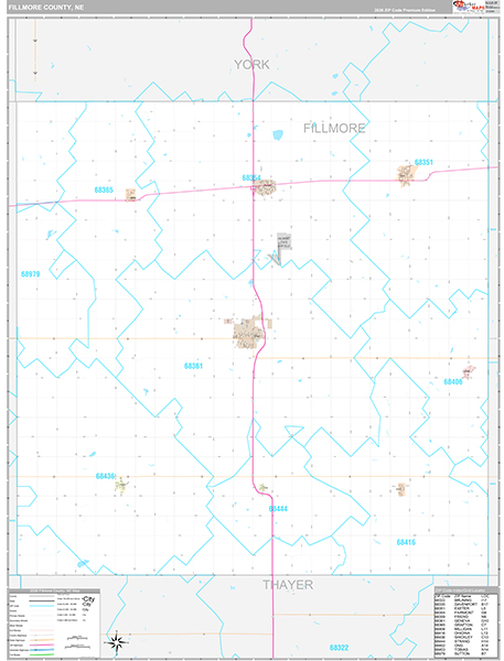 Fillmore County, NE Zip Code Map