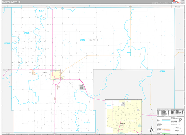 Finney County, KS Wall Map