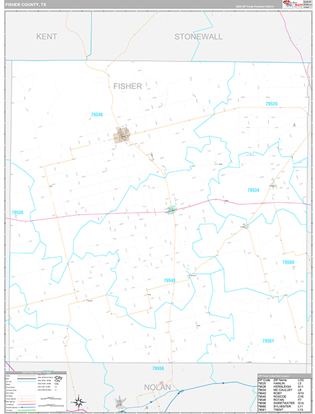 Fisher County, TX Zip Code Map