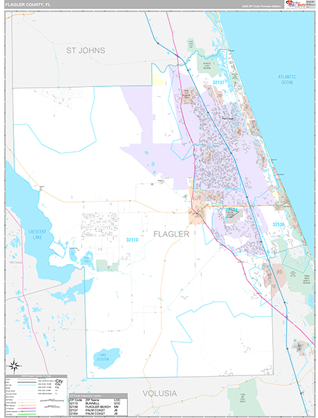 Flagler County, FL Wall Map