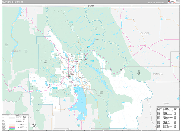 Flathead County, MT Wall Map