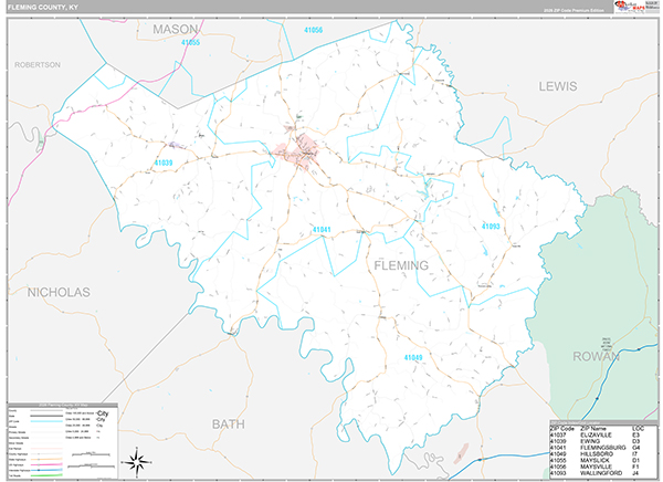 Fleming County, KY Zip Code Map