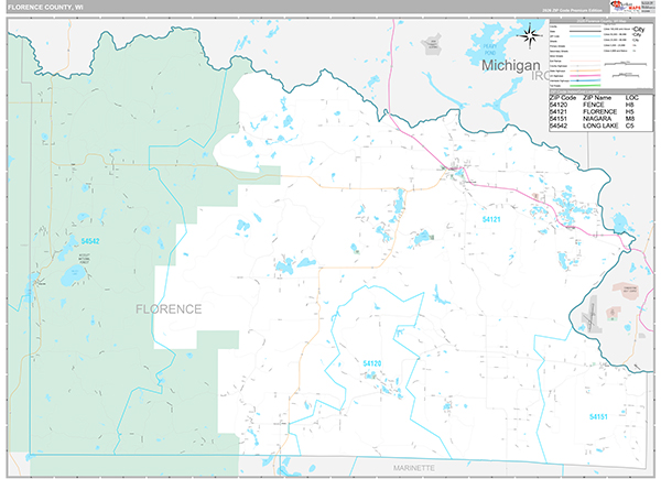 Florence County, WI Wall Map