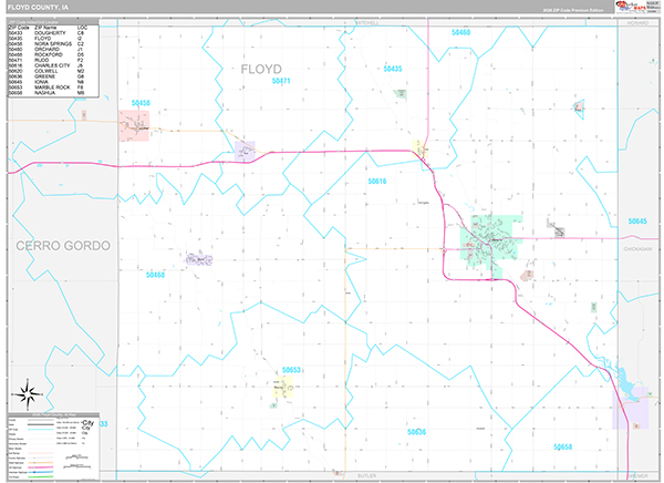 Floyd County, IA Zip Code Map